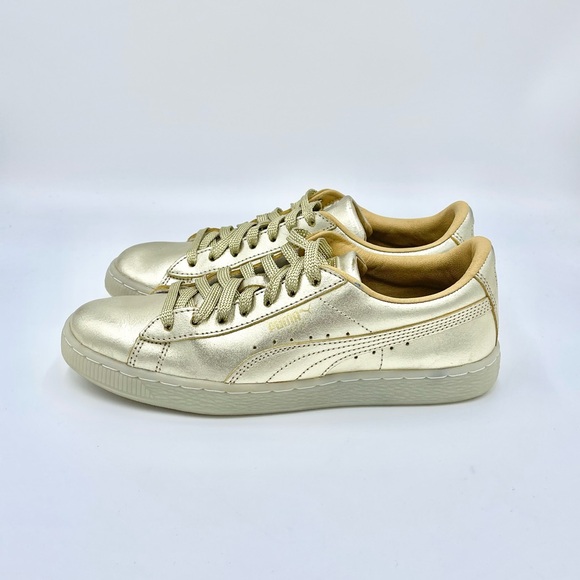 Puma Suede ‘50th Anniversary’ Gold Leather Sneakers 367297 Kids Juniors Sz 6.5c - Picture 5 of 14